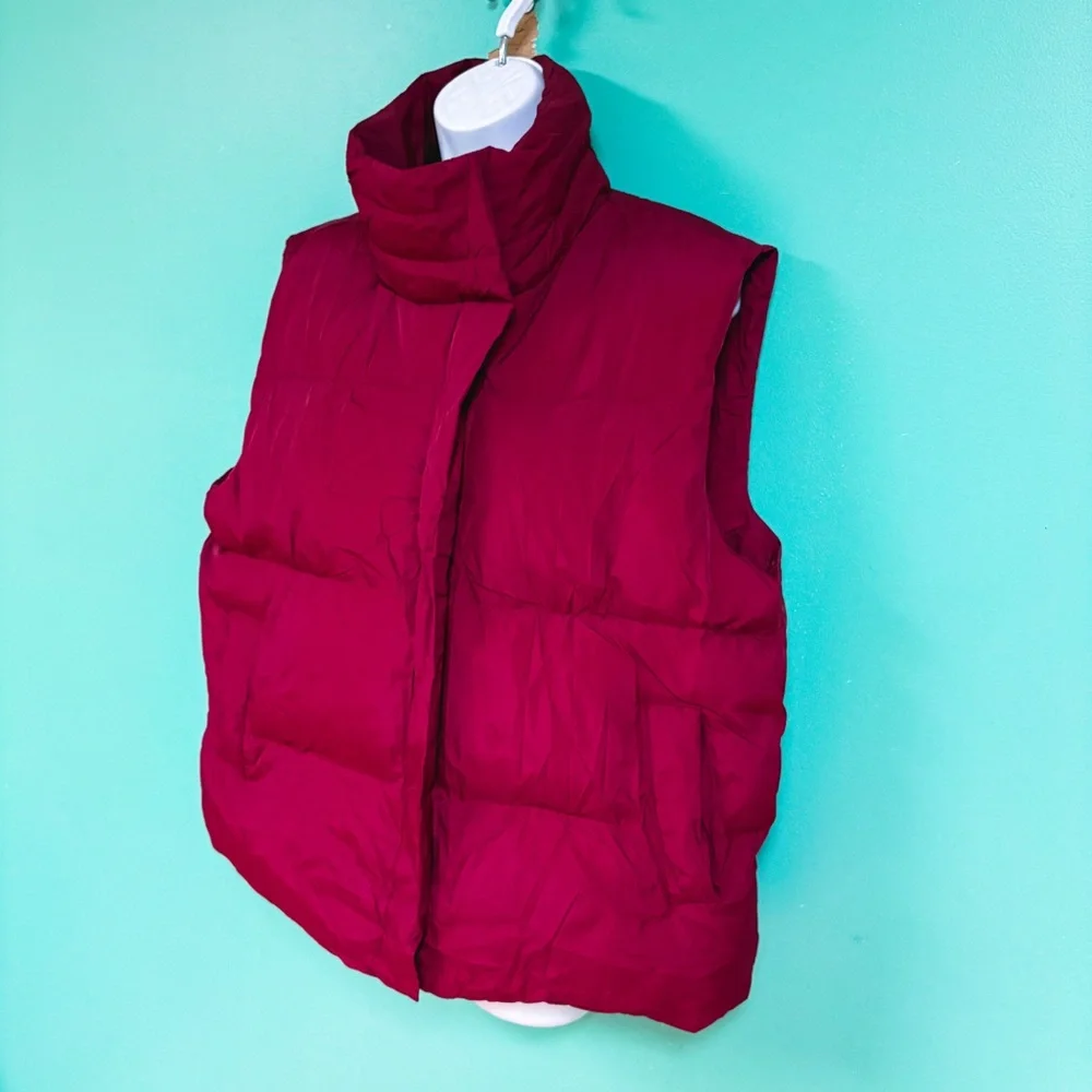 NWT Anrabess Maroon Red Zip Up Sleeveless Puffer Vest Womens Size L - Picture 5 of 9
